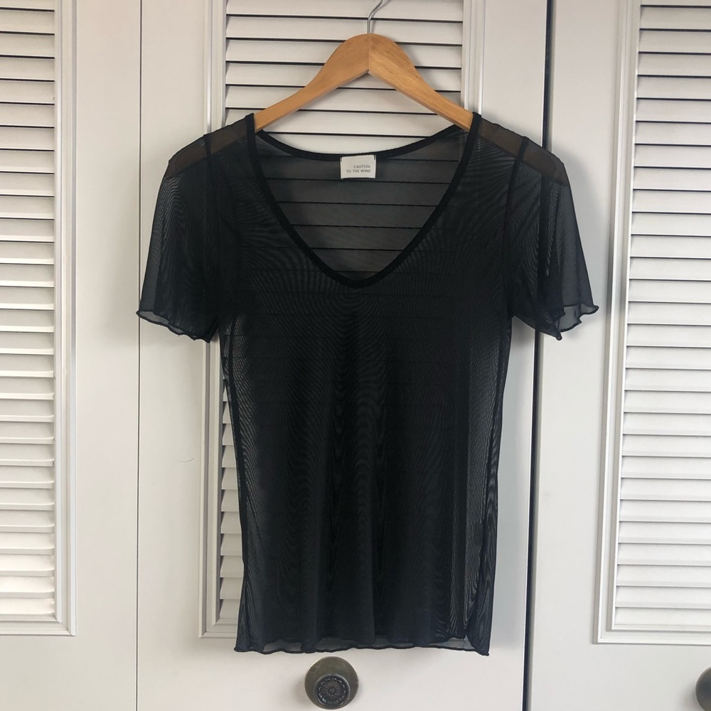 **CLOSING BUY ONE GET ONE** Caution To The Wind Sheer Mesh Tee